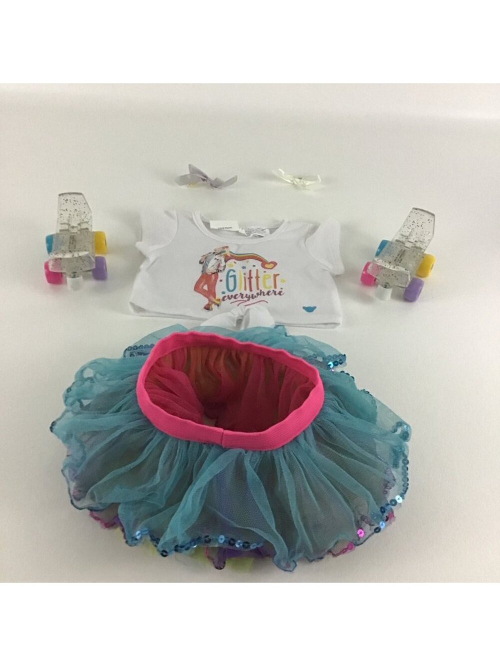 Build A Bear Workshop Clothing Outfit Costume Jojo Siwa Rainbow Tutu Skirt Skate